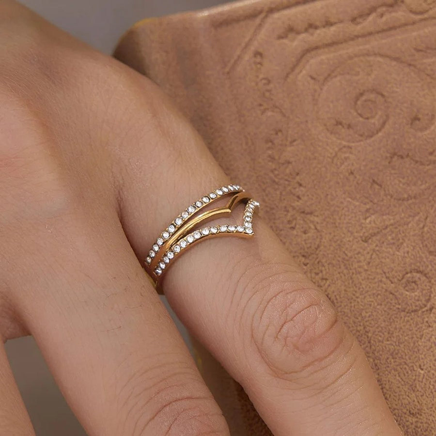 Chevron Pavé Stack Ring, stacking ring, worn