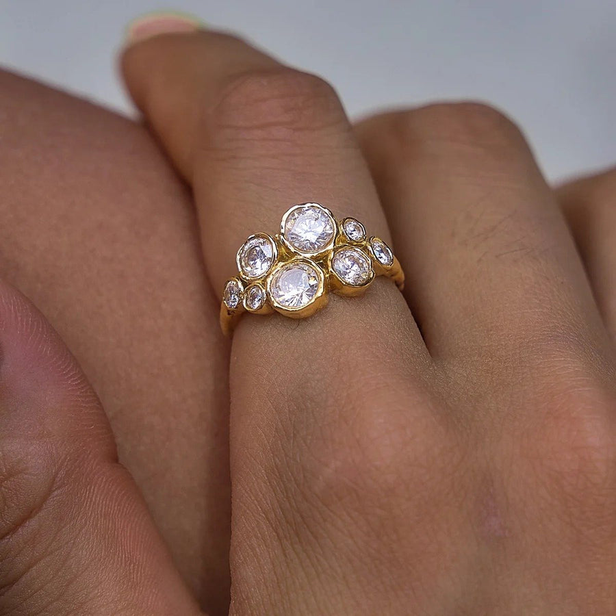 Constellation Gold Cluster Ring on the hand, worn