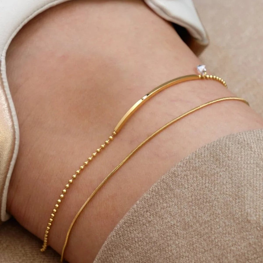 Duet Bead Anklet, pearl anklet, worn