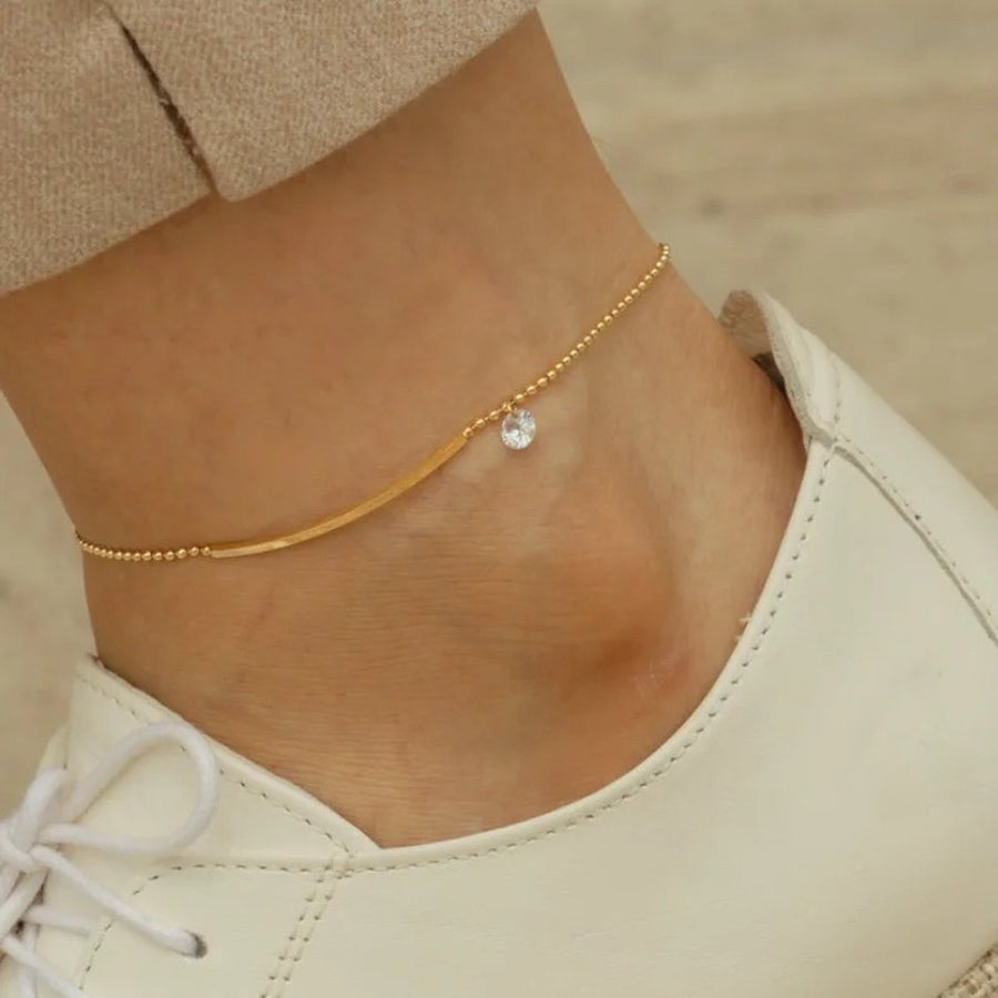 Duet Bead Anklet, pearl anklet, worn