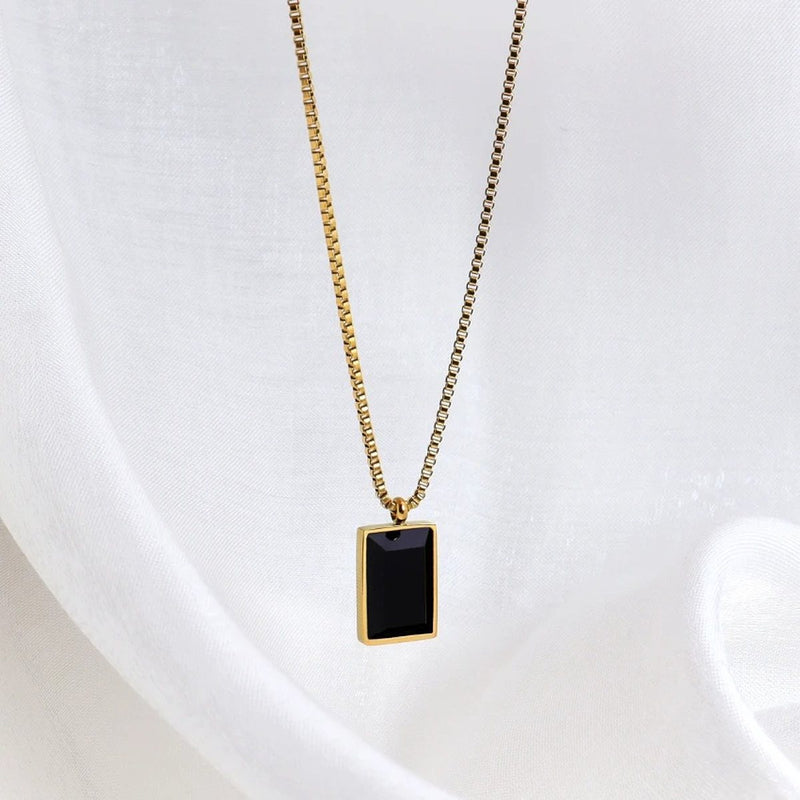 Ébène Square Pendant, pendant necklace