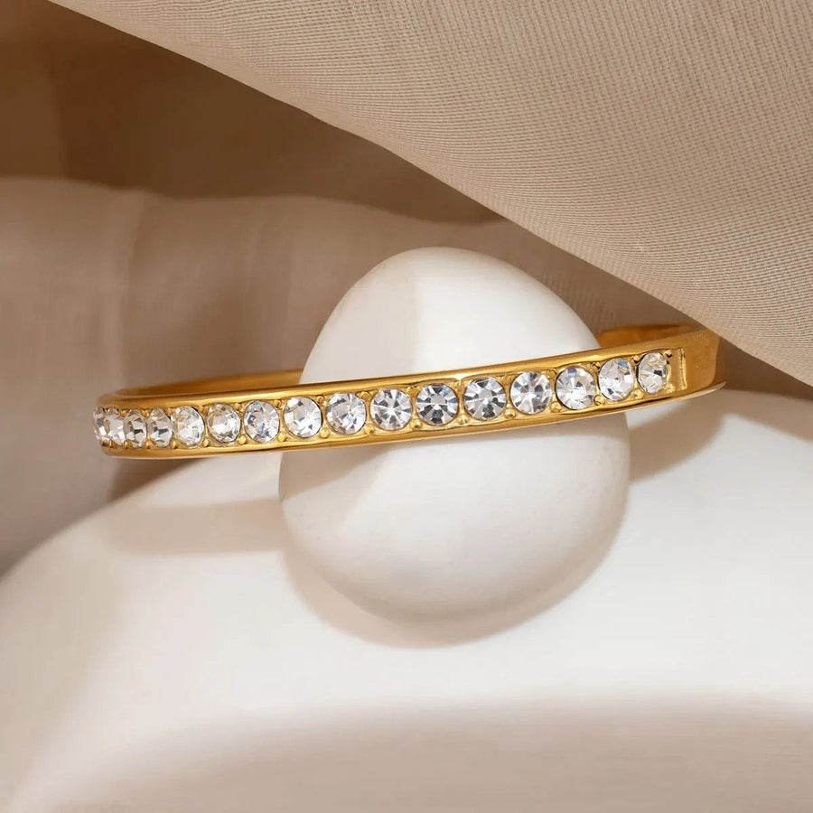 Éclat Crystal Gold Cuff Bracelet, flat lay