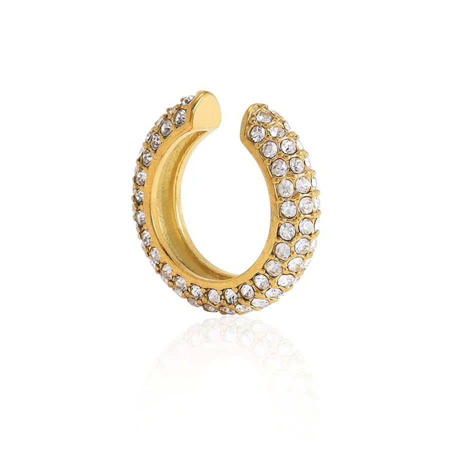 Eira Pavé Gold Ear Cuff, slim gold ear cuff lined with clear pavé stones