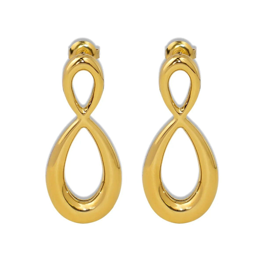 Infini Gold Infinity Drop Earrings, polished gold infinity loop drop earrings