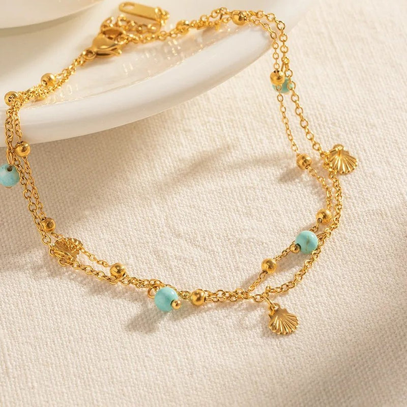 Lagoon Layered Anklet, chain anklet