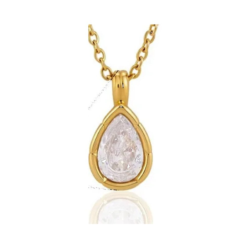 Lumi Teardrop Gold Pendant Necklace, faceted teardrop pendant in a slim gold bezel