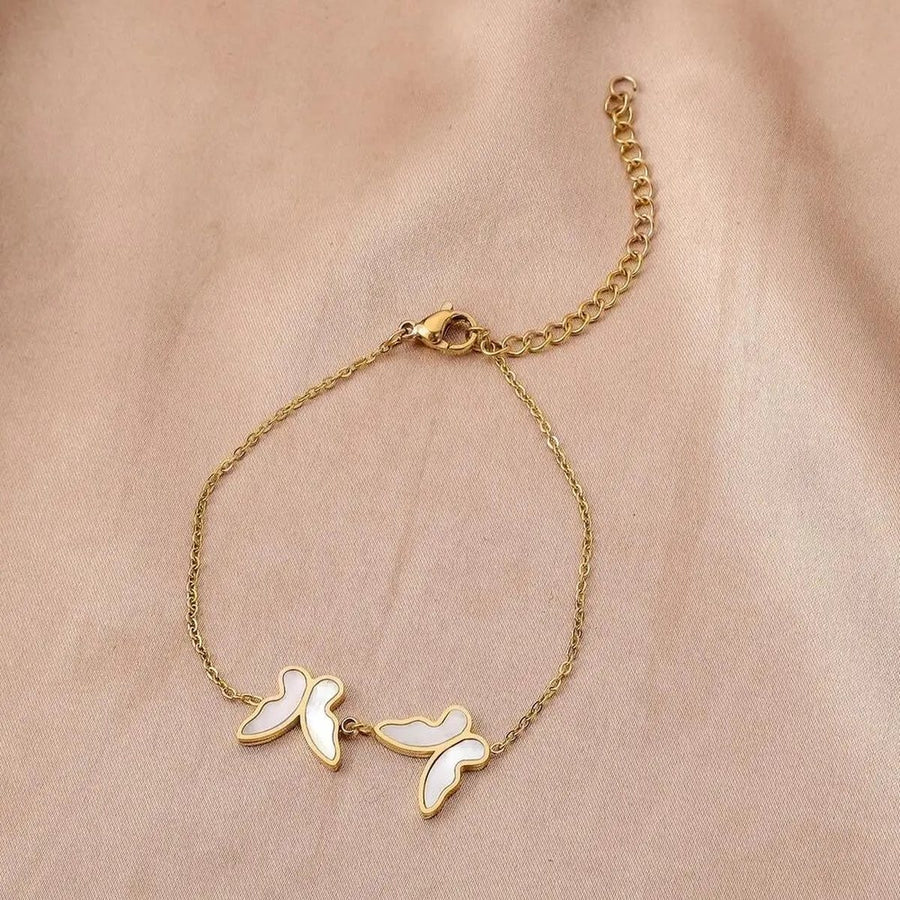 Papillon Butterfly Gold Anklet, flat lay
