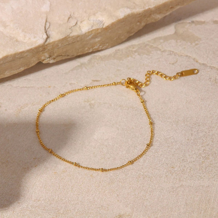 Perle Bead Gold Anklet, flat lay