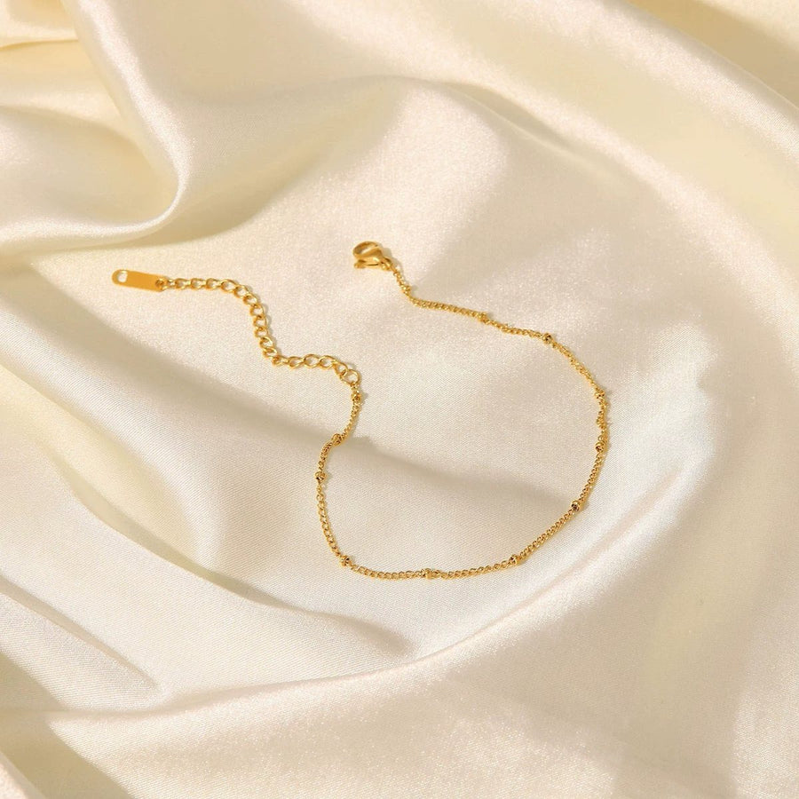 Perle Bead Gold Anklet, flat lay
