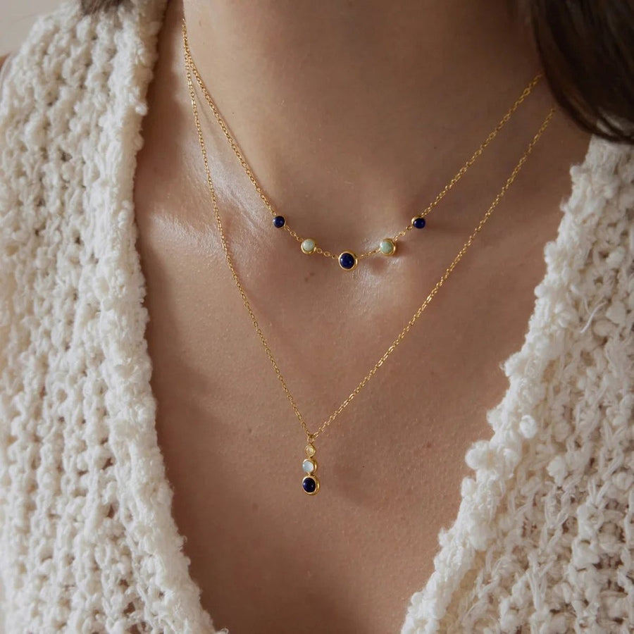 Pietra Layered Necklace, layered necklace, worn
