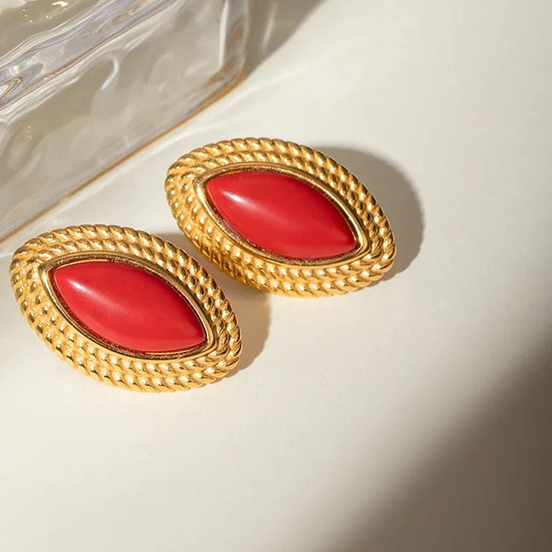 Rouge Marquise Studs, stud earring, flat lay