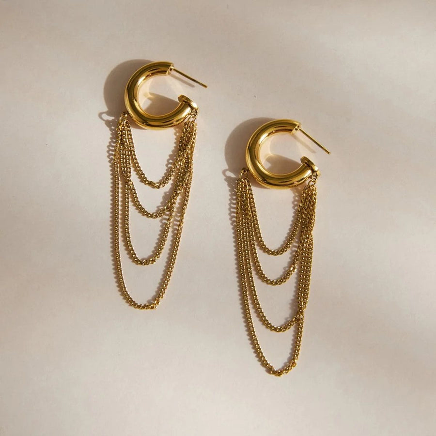 Tessa Chain Huggies, huggie earring, flat lay