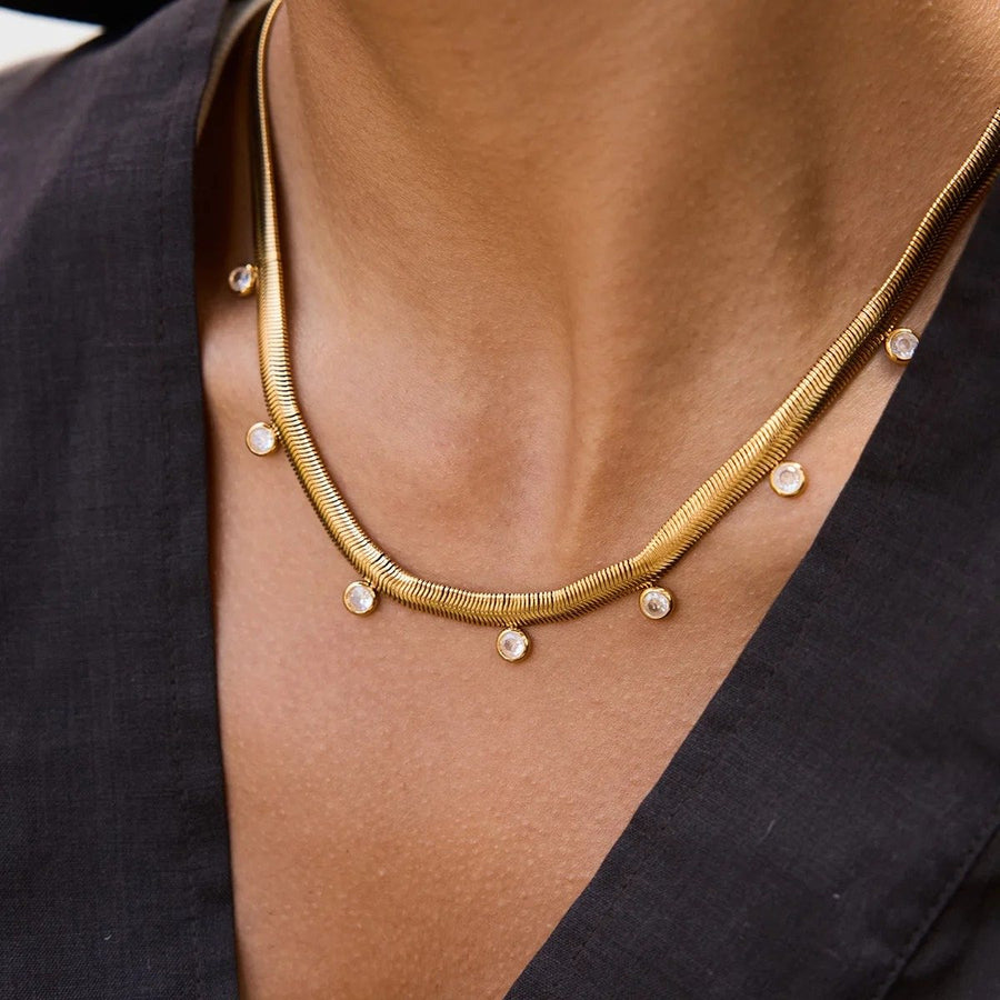 Vesper Snake Necklace, worn