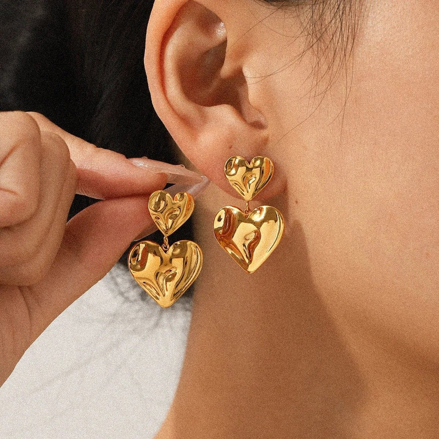 Amoura Heart Drops, drop earring, worn
