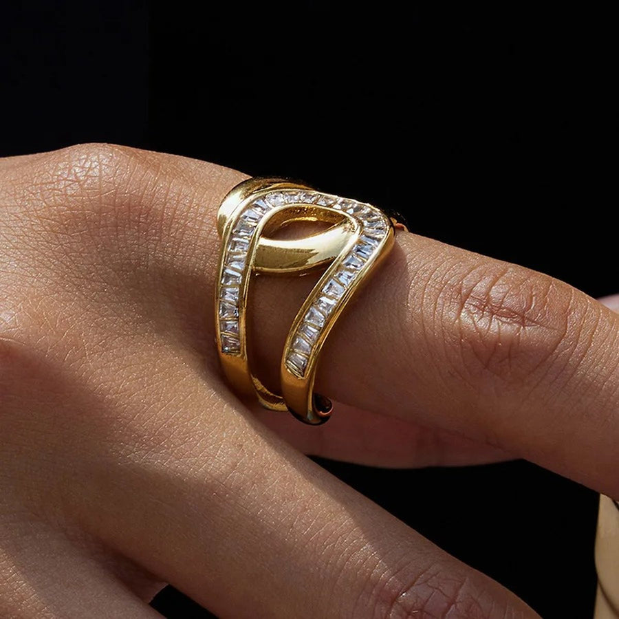 Arc Baguette Ring, stone ring, worn
