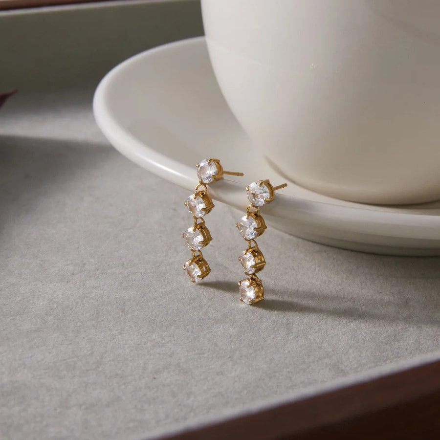 Aria Stone Gold Drop Earrings, close-up detail