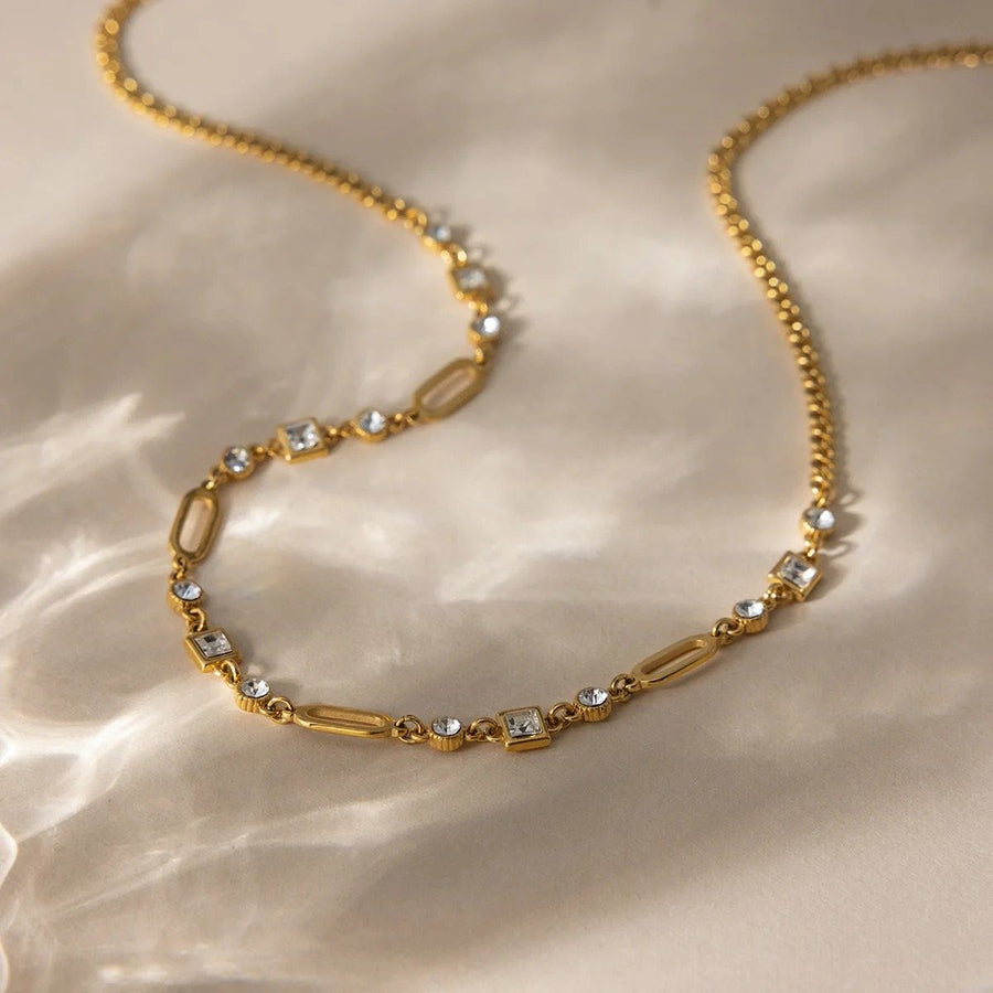 Capri Link Gold Chain Necklace, flat lay