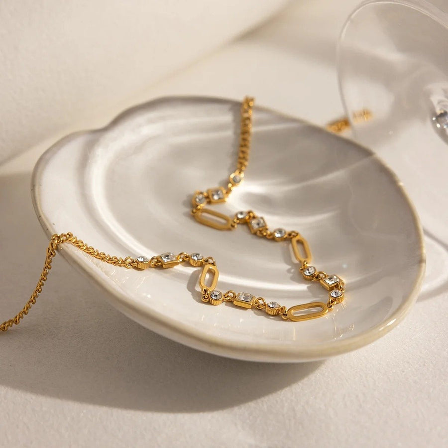 Capri Link Gold Chain Necklace, flat lay
