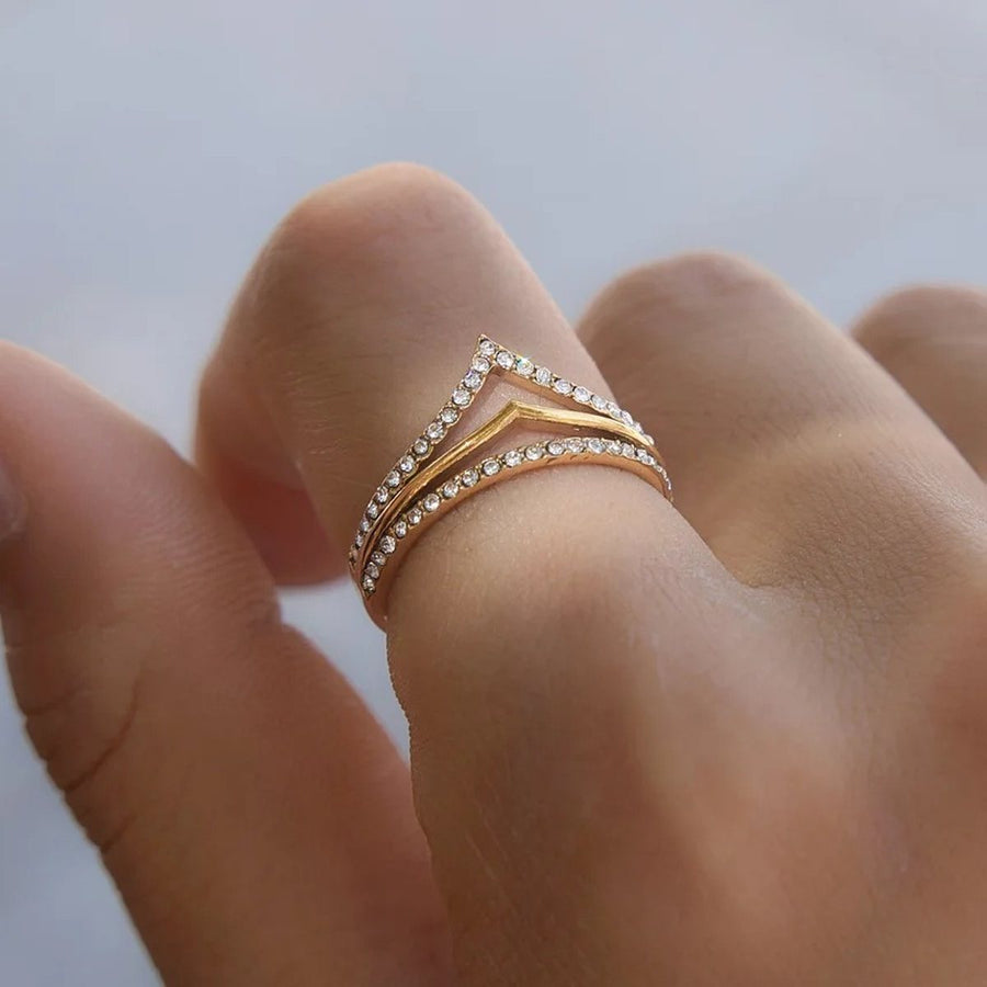 Chevron Pavé Stack Ring, stacking ring, worn