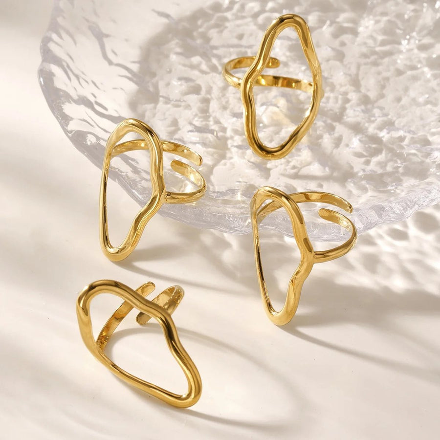 Contour Line Gold Stacking Ring, flat lay