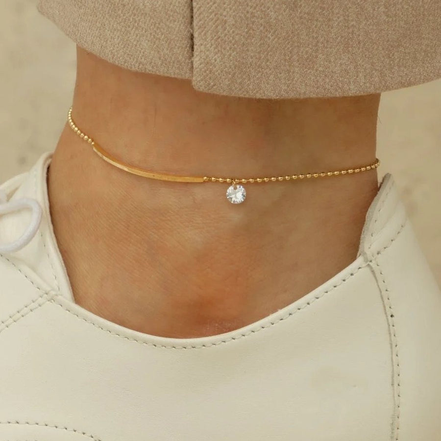 Duet Bead Anklet, pearl anklet, worn