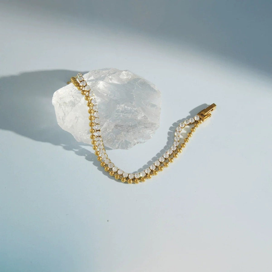Duet Tennis Bracelet, tennis bracelet, flat lay