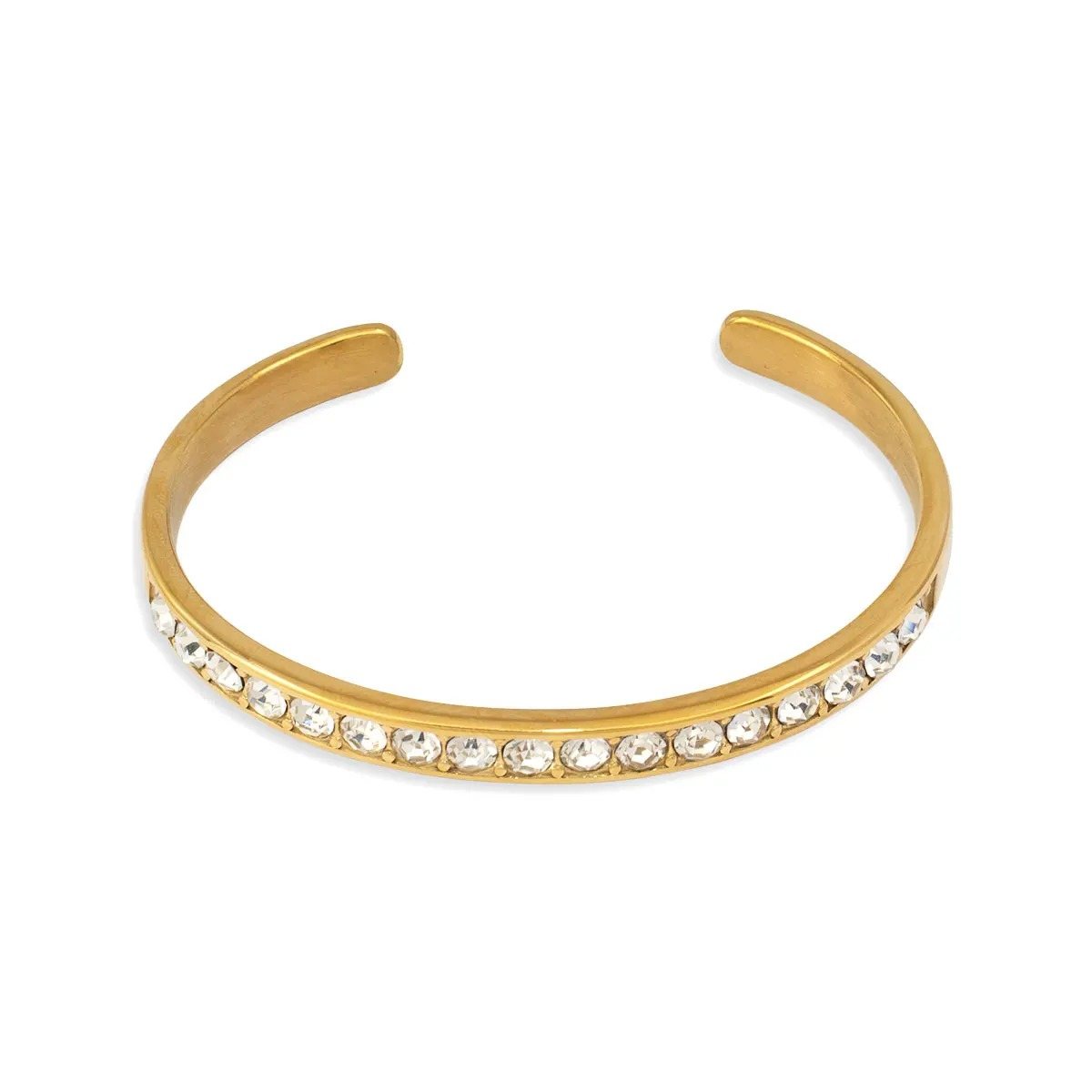 Éclat Crystal Gold Cuff Bracelet, slim gold cuff channel-set with sparkling stones