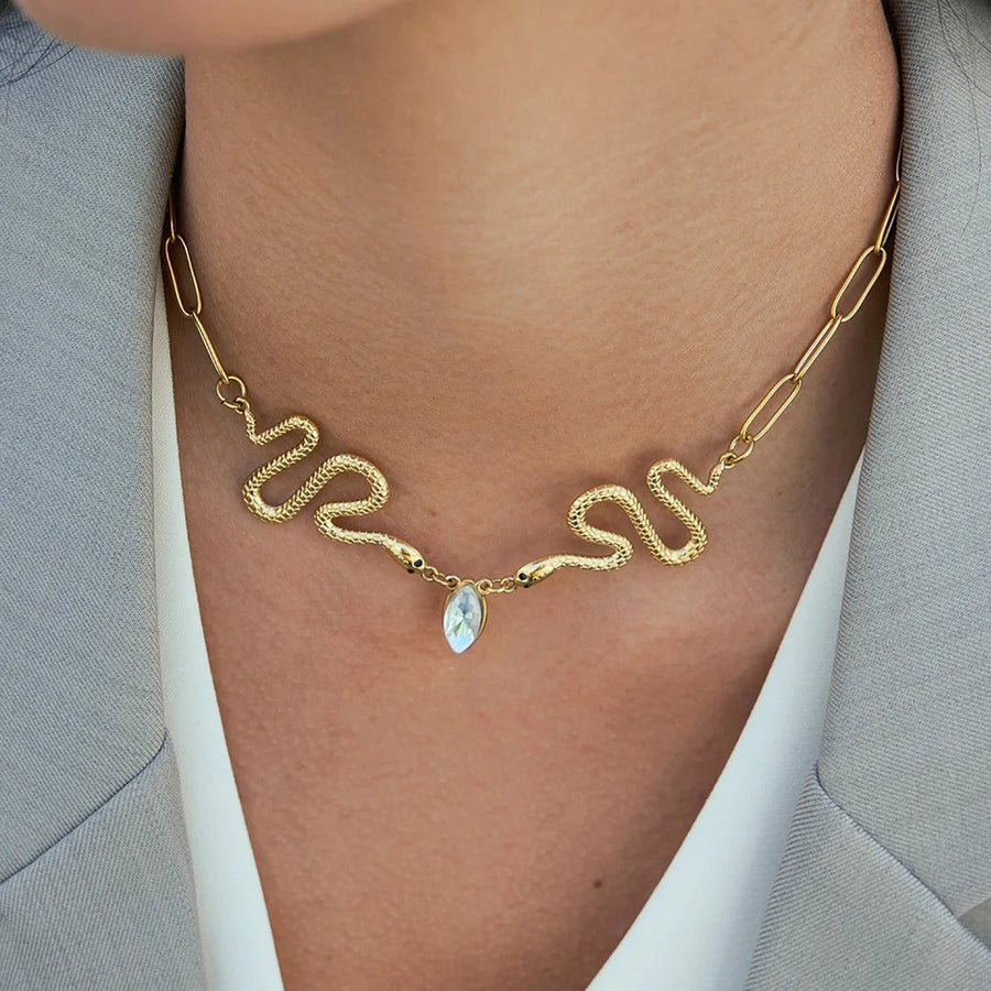 Eden Serpent Necklace, chain necklace, worn