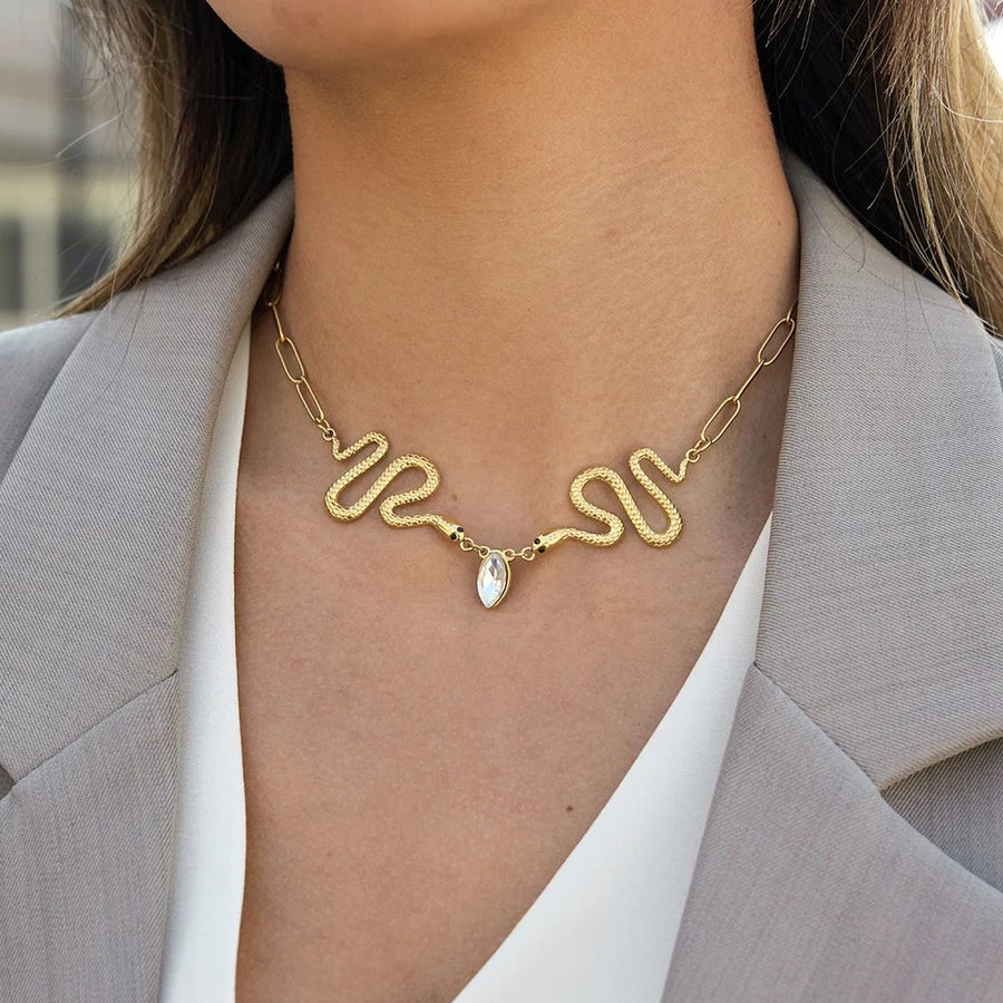 Eden Serpent Necklace, chain necklace, worn