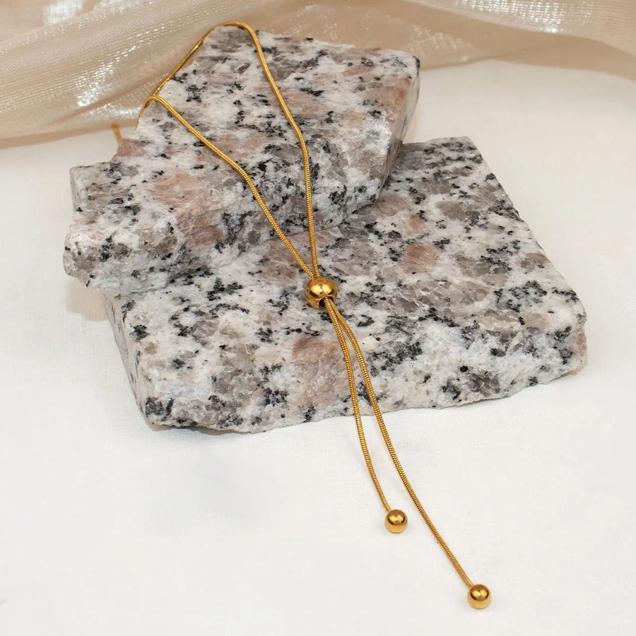 Esme Slider Lariat, lariat necklace, flat lay
