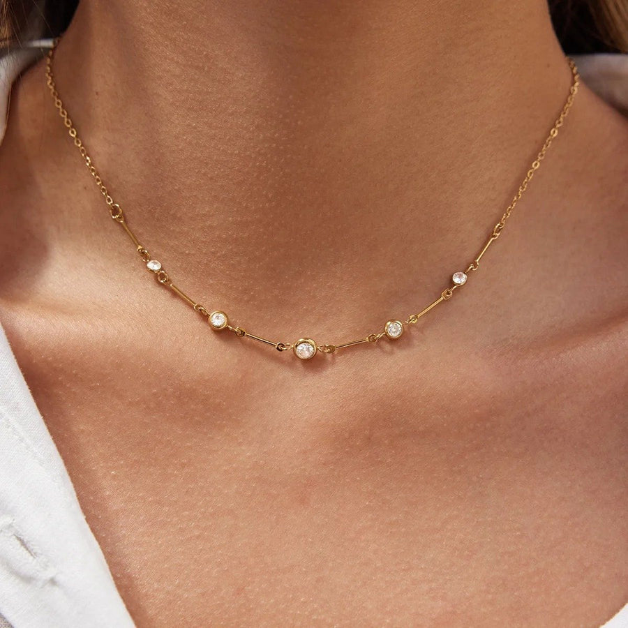 Étoile Station Necklace, chain necklace, worn