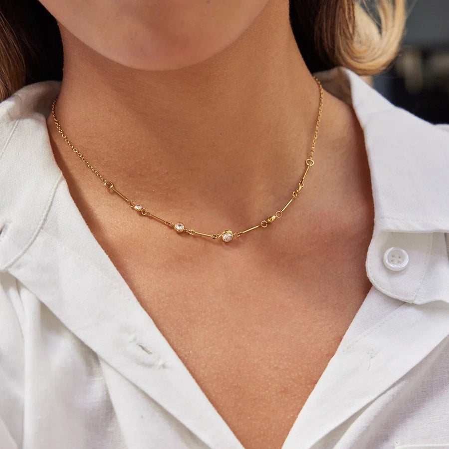 Étoile Station Necklace, chain necklace, worn