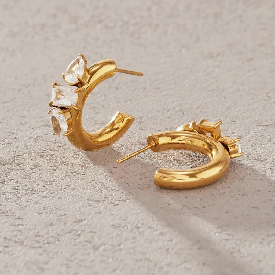 Fleur Gold Flower Hoop Earrings, close-up detail