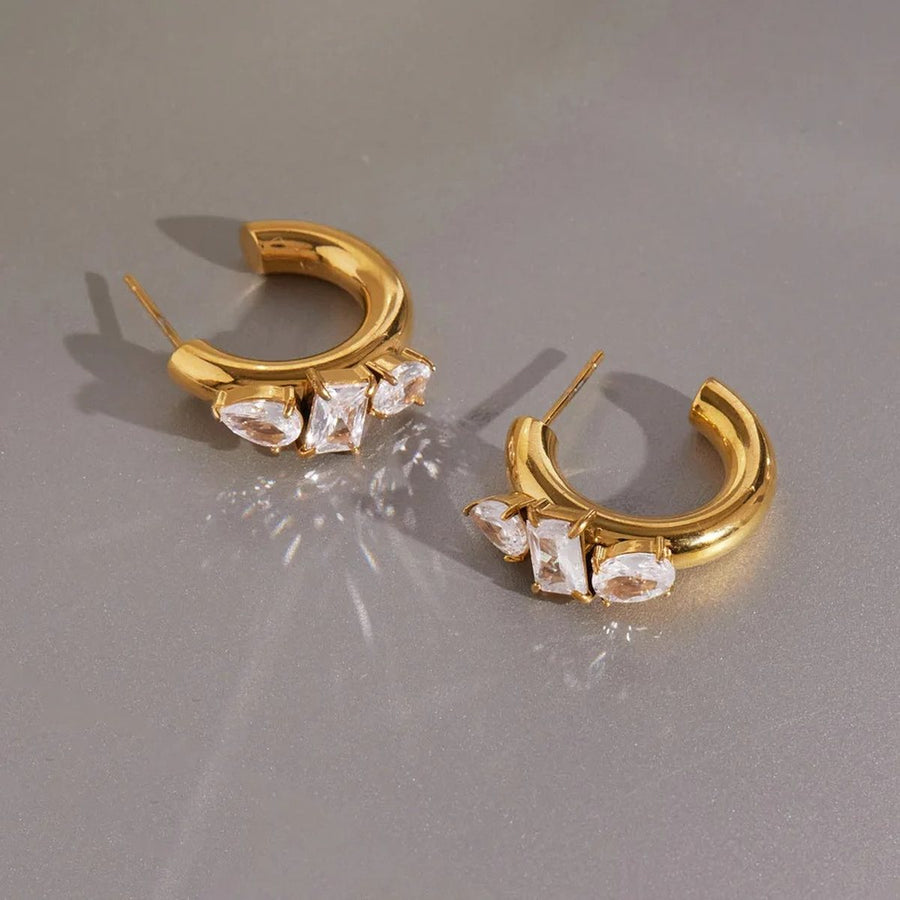 Fleur Gold Flower Hoop Earrings, flat lay