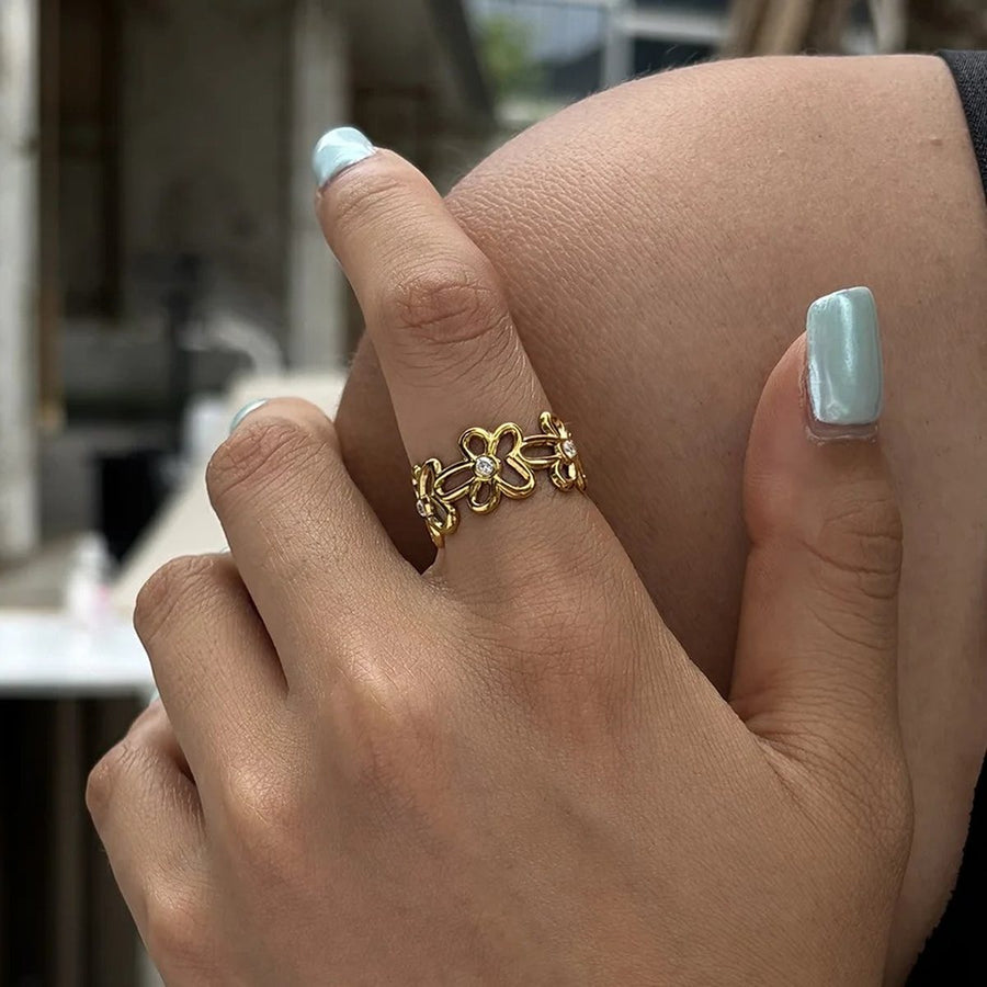 Floret Flower Ring, statement ring, worn