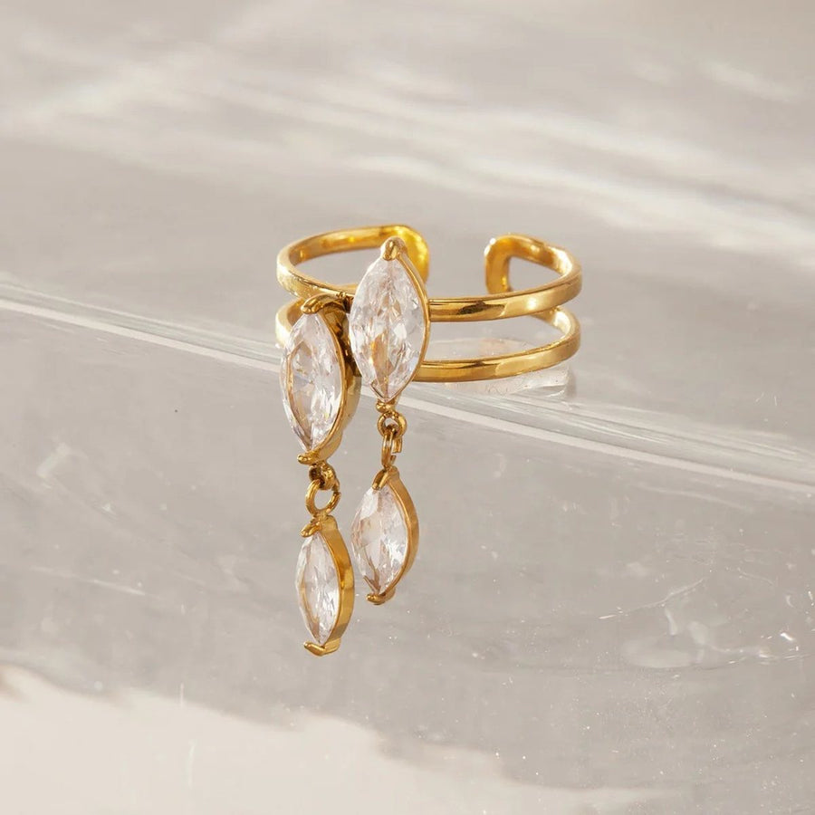 Gisele Gold Drop Ring, close-up detail