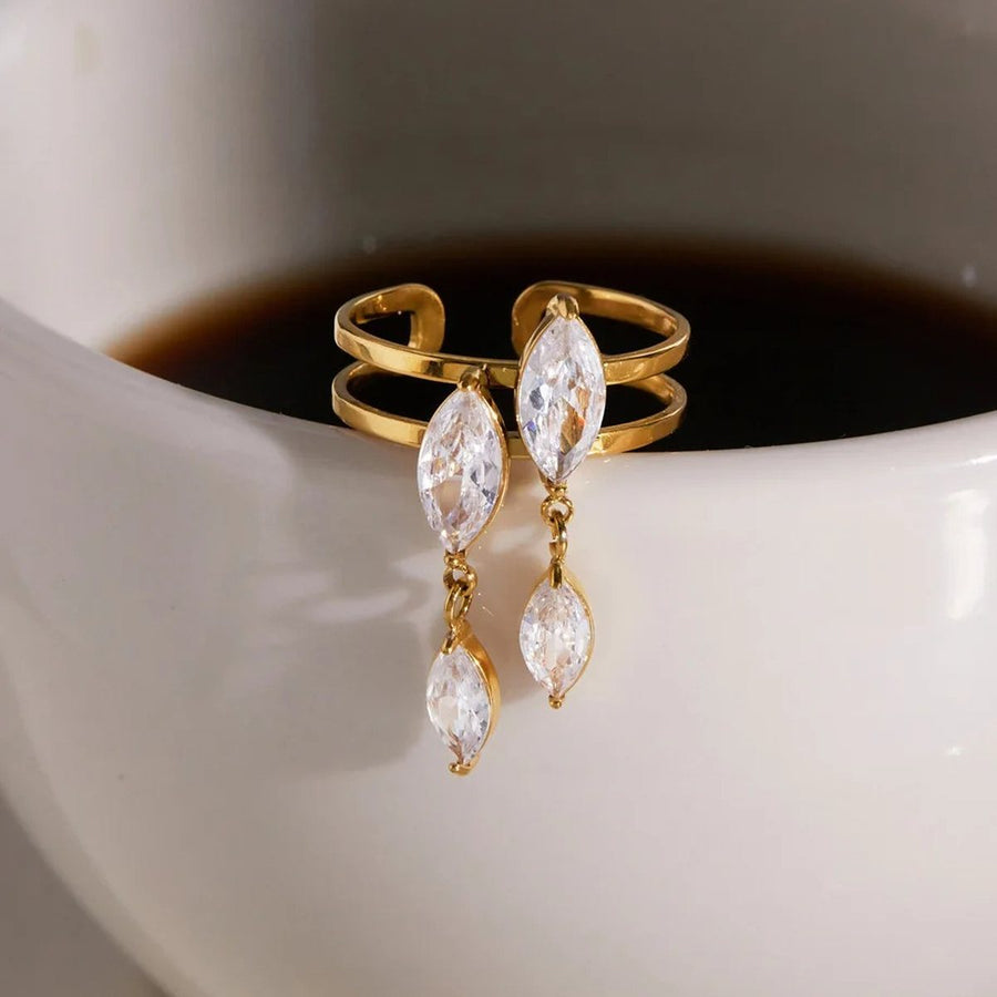 Gisele Gold Drop Ring, flat lay