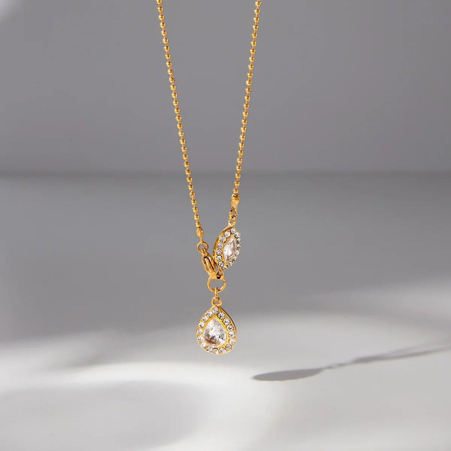 Halo Teardrop Pendant, pendant necklace, detail
