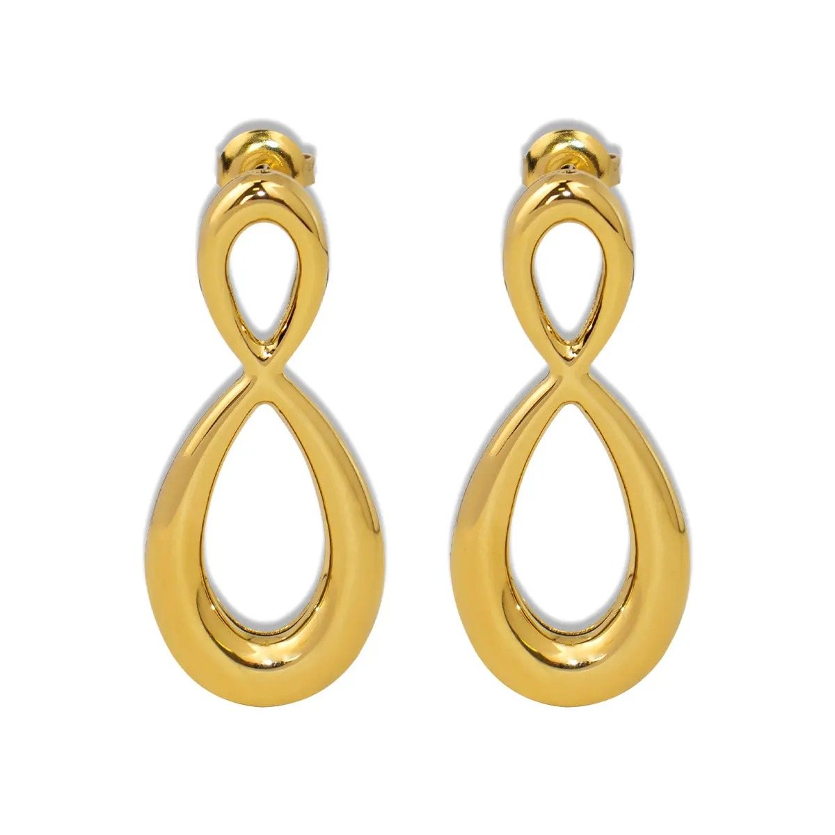 Infini Gold Infinity Drop Earrings, polished gold infinity loop drop earrings