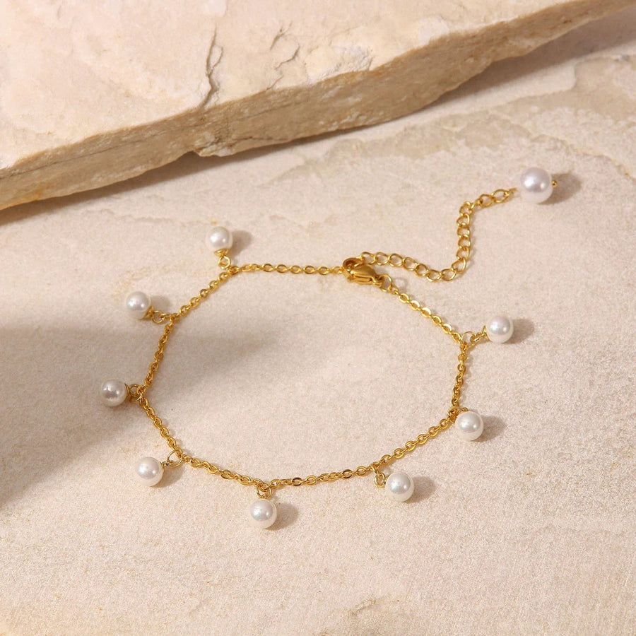 Marina Pearl Anklet, pearl anklet, flat lay