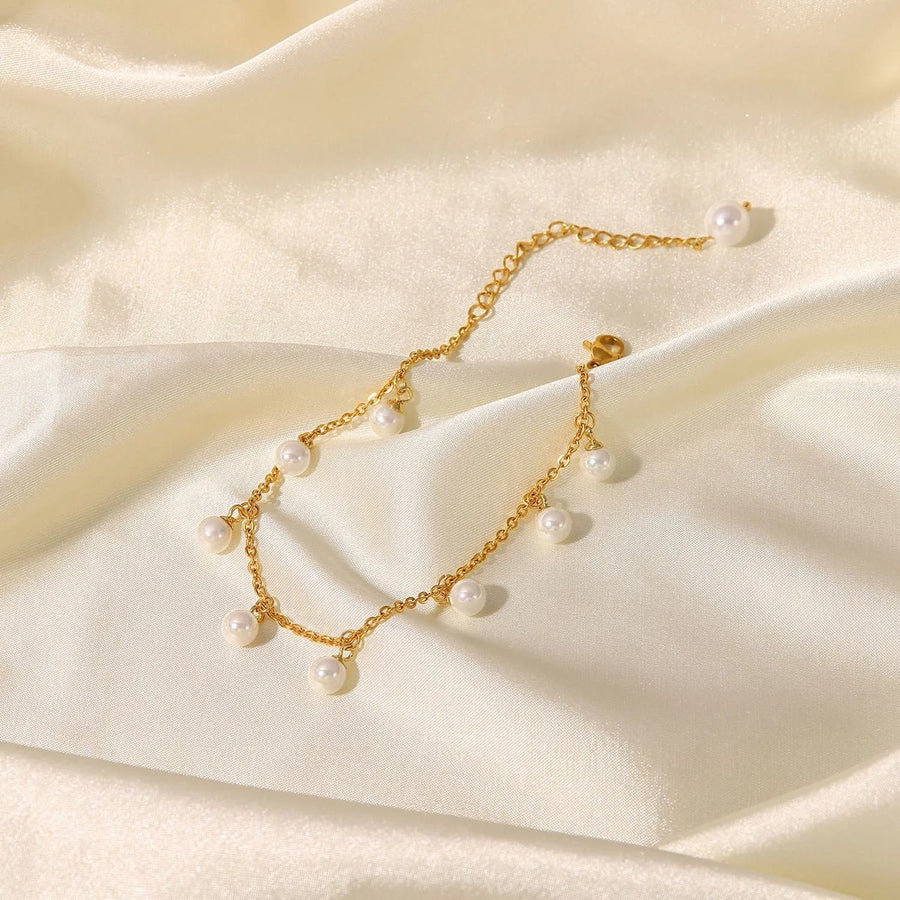 Marina Pearl Anklet, pearl anklet, flat lay