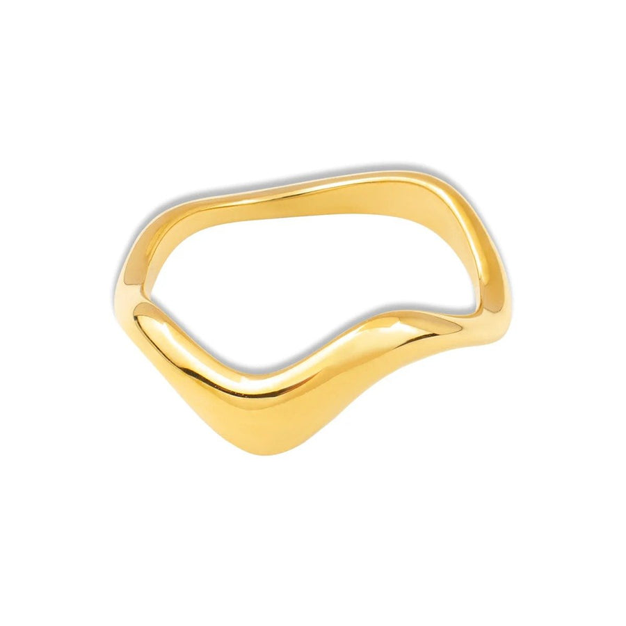 Ondine Wave Gold Stacking Ring, thin undulating gold wave ring
