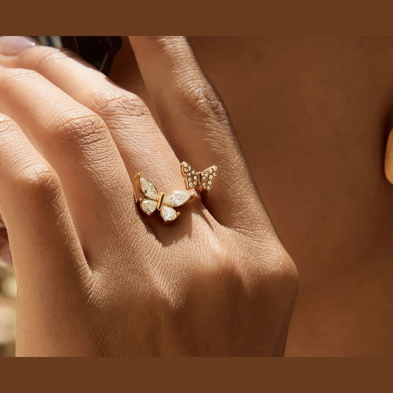 Papillon Pearl Ring, pearl ring, worn