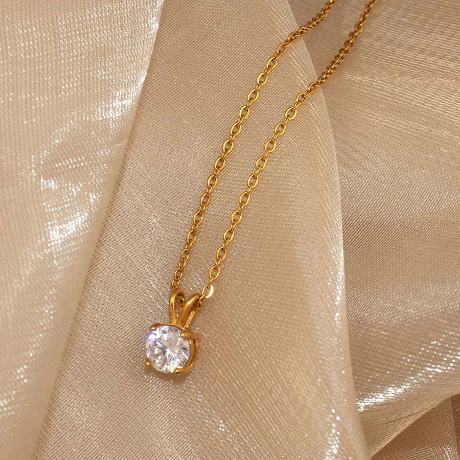 Pia Solitaire Necklace, pendant necklace, flat lay