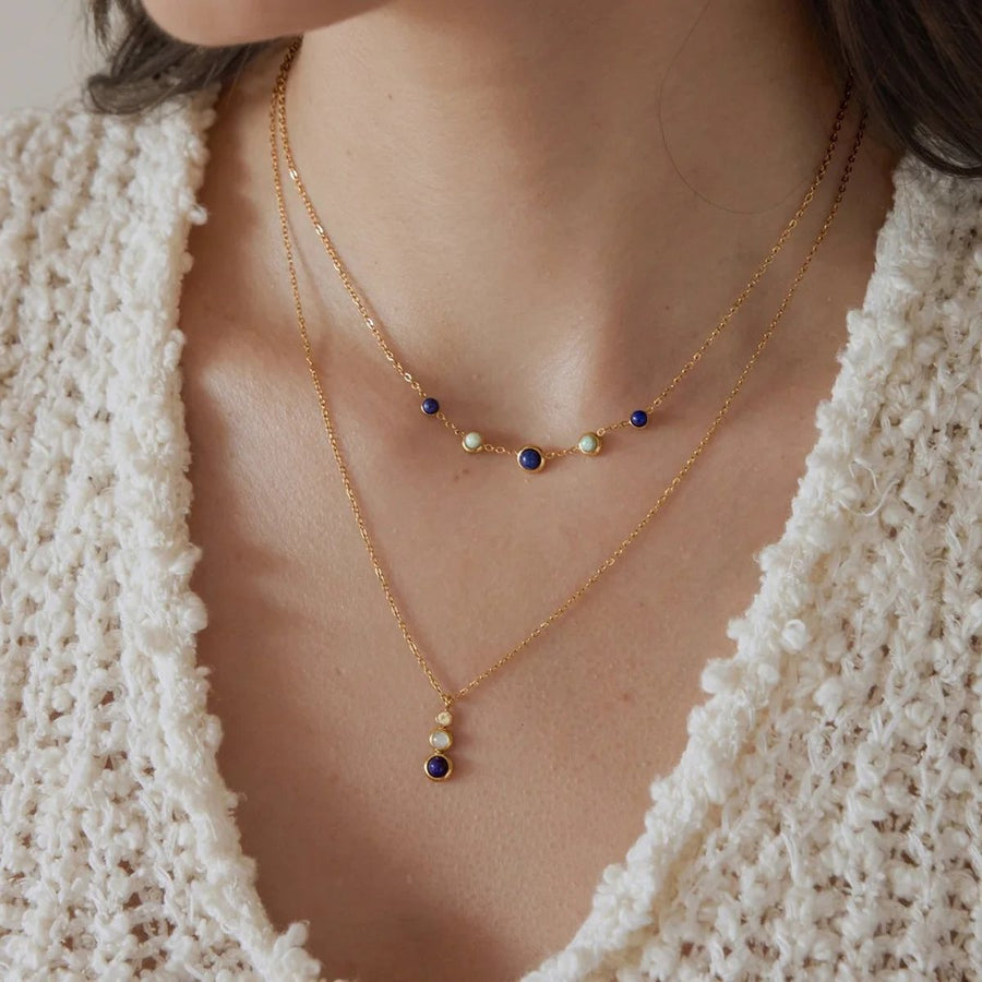 Pietra Layered Necklace, layered necklace, worn