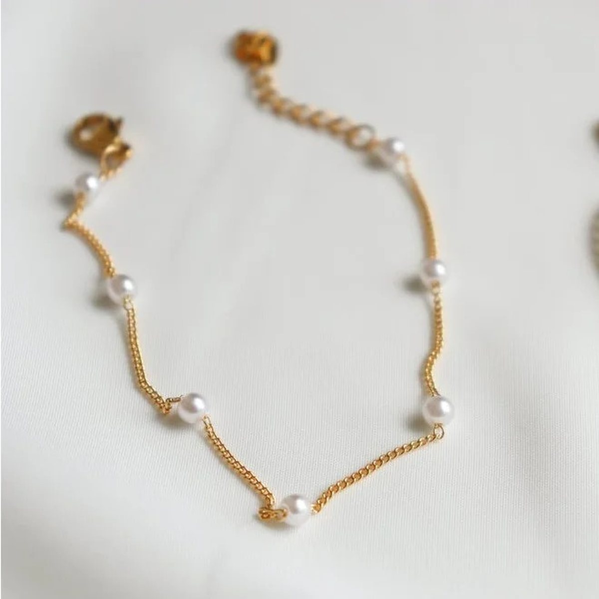 Seaside Gold Pearl Anklet, whisper-fine gold anklet with spaced freshwater pearls
