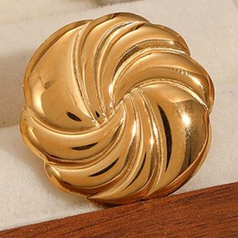 Tourbillon Swirl Gold Stud Earrings, sculpted polished gold swirl stud earrings